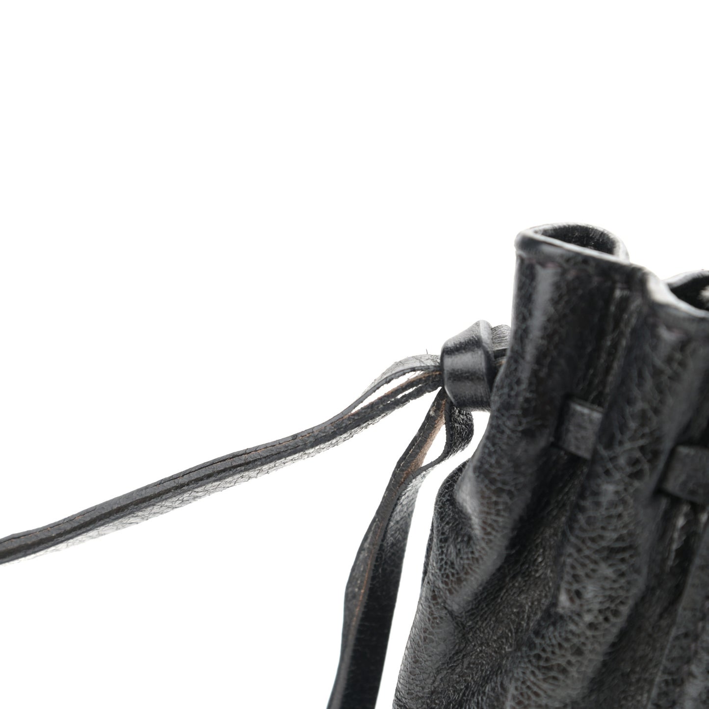 Vitello Lux Gathered Tote Black