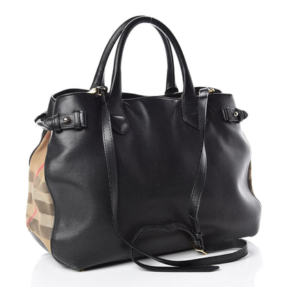 Burberry Smooth Calfskin Medium Banner Tote Black 4 of 19