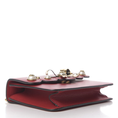 Gucci Calfskin Peony Small Chain Shoulder Bag Hibiscus Red 3 of 11