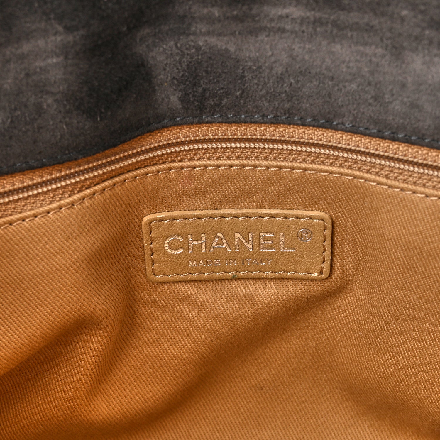 Chanel Suede Stitched Saltire CC Zip Shopping Tote Grey Multicolor 5 of 11