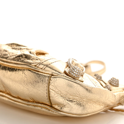 Balenciaga Metallic Arena Agneau Crystal Le Cagole Mini Purse With Chain Gold 11 of 12