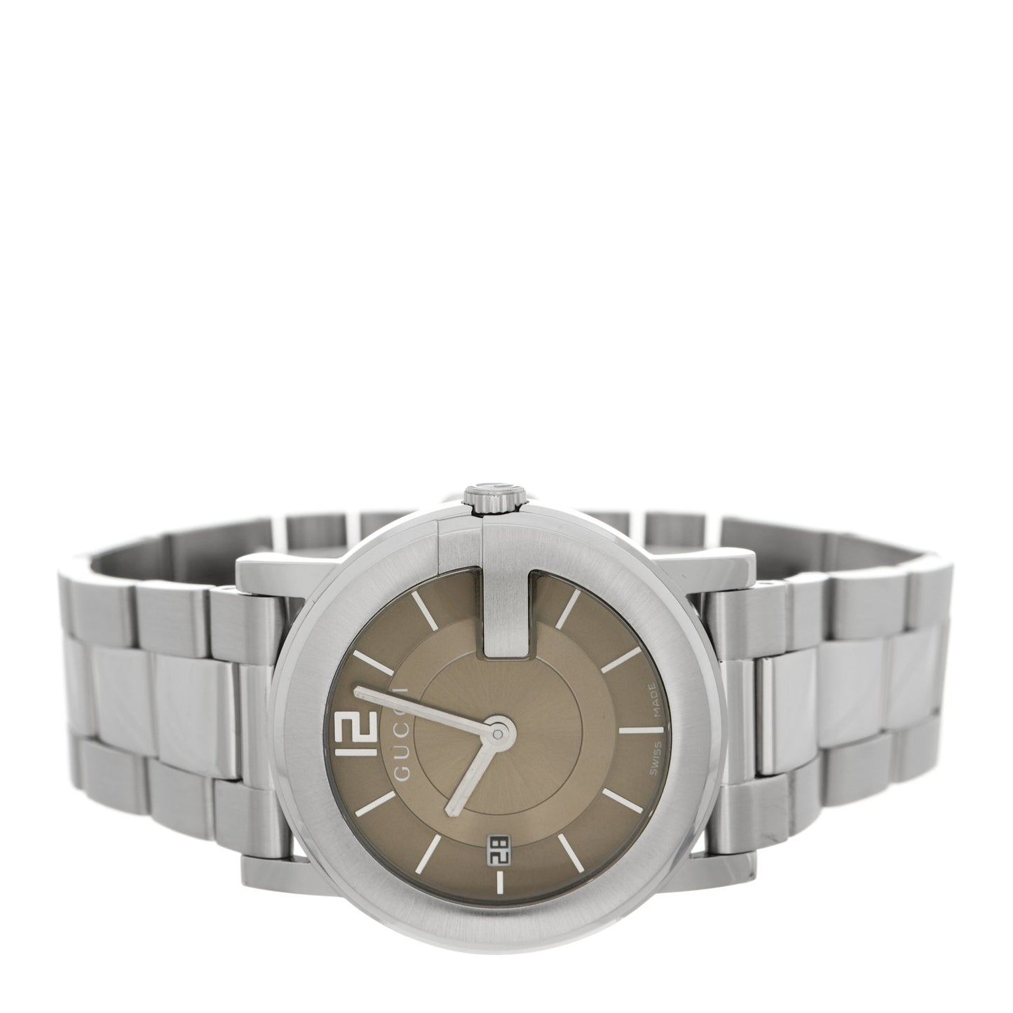 Stainless Steel 36mm G-Round Quartz Watch Brown