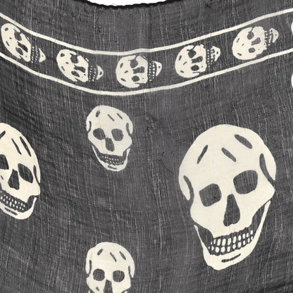 Alexander McQueen Silk Chiffon Skull Scarf Black Ivory 6 of 6