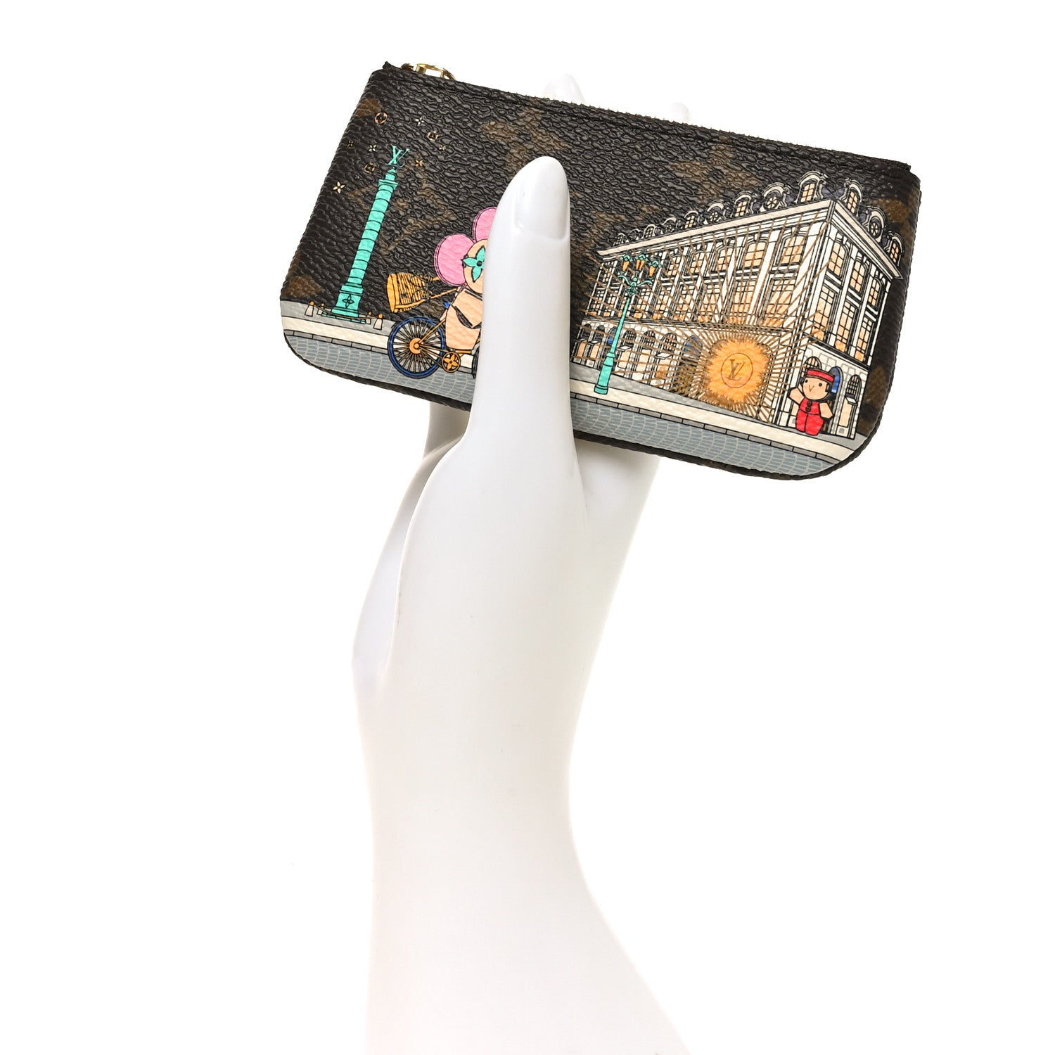 Louis Vuitton Monogram 2022 Christmas Animation Paris Key Pouch Pink 2 of 6