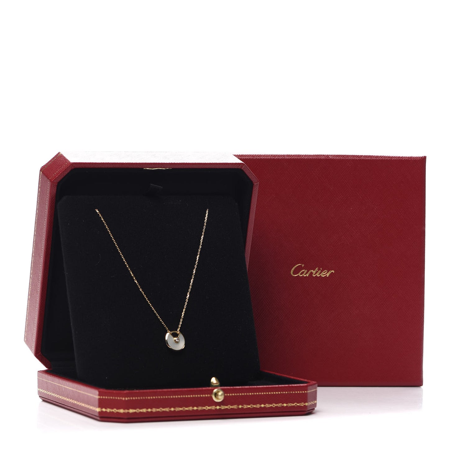 18K Yellow Gold Diamond Mother of Pearl XS Amulette de Cartier Pendant Necklace