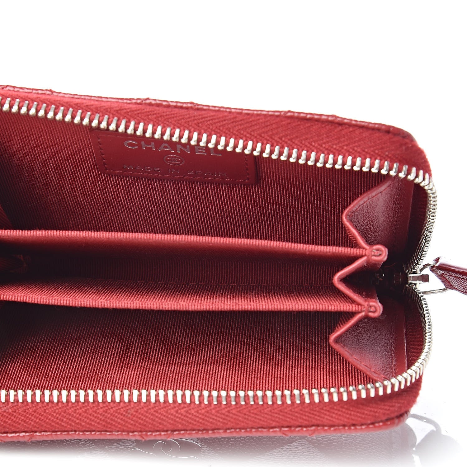 Chanel Caviar Quilted Zip Coin Purse Dark Red 5 of 8