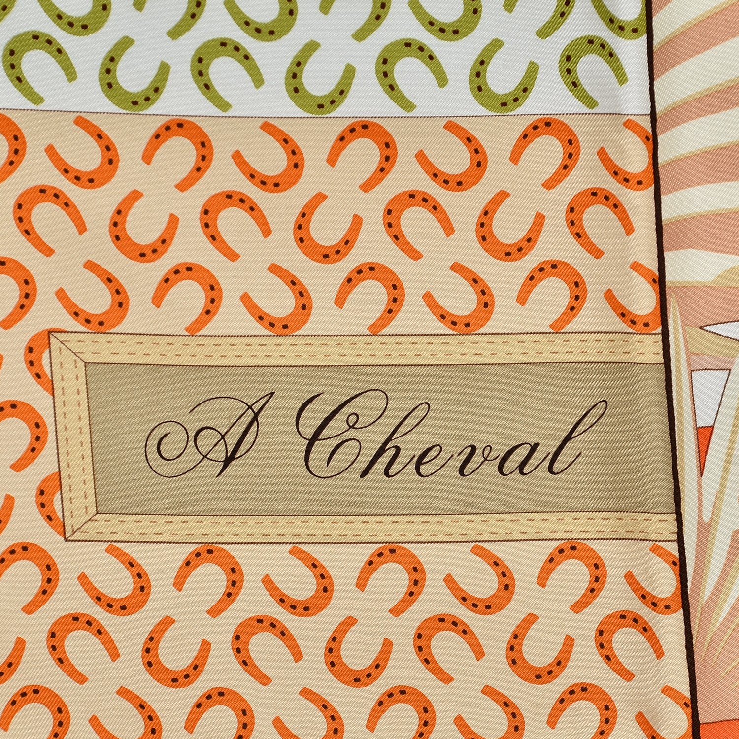 Hermes Silk Cheval Phoenix Scarf 140 Beige Orange Kaki 2 of 10