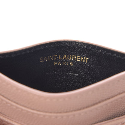 Saint Laurent Grain De Poudre Matelasse Chevron Monogram Credit Card Case Pale Blush 6 of 7