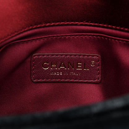 Chanel Velvet Quilted Medium Camellia Flap Black Red Blue 6 of 11