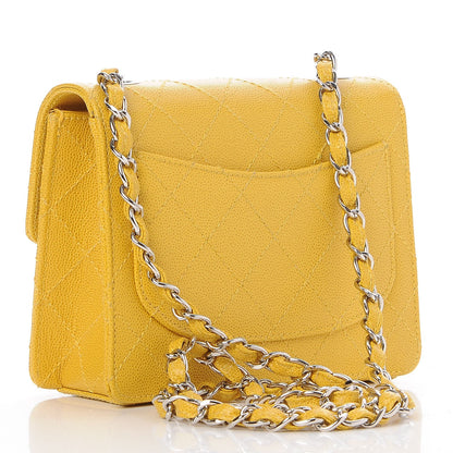 Chanel Caviar Stitched Mini Square Flap Yellow 3 of 7