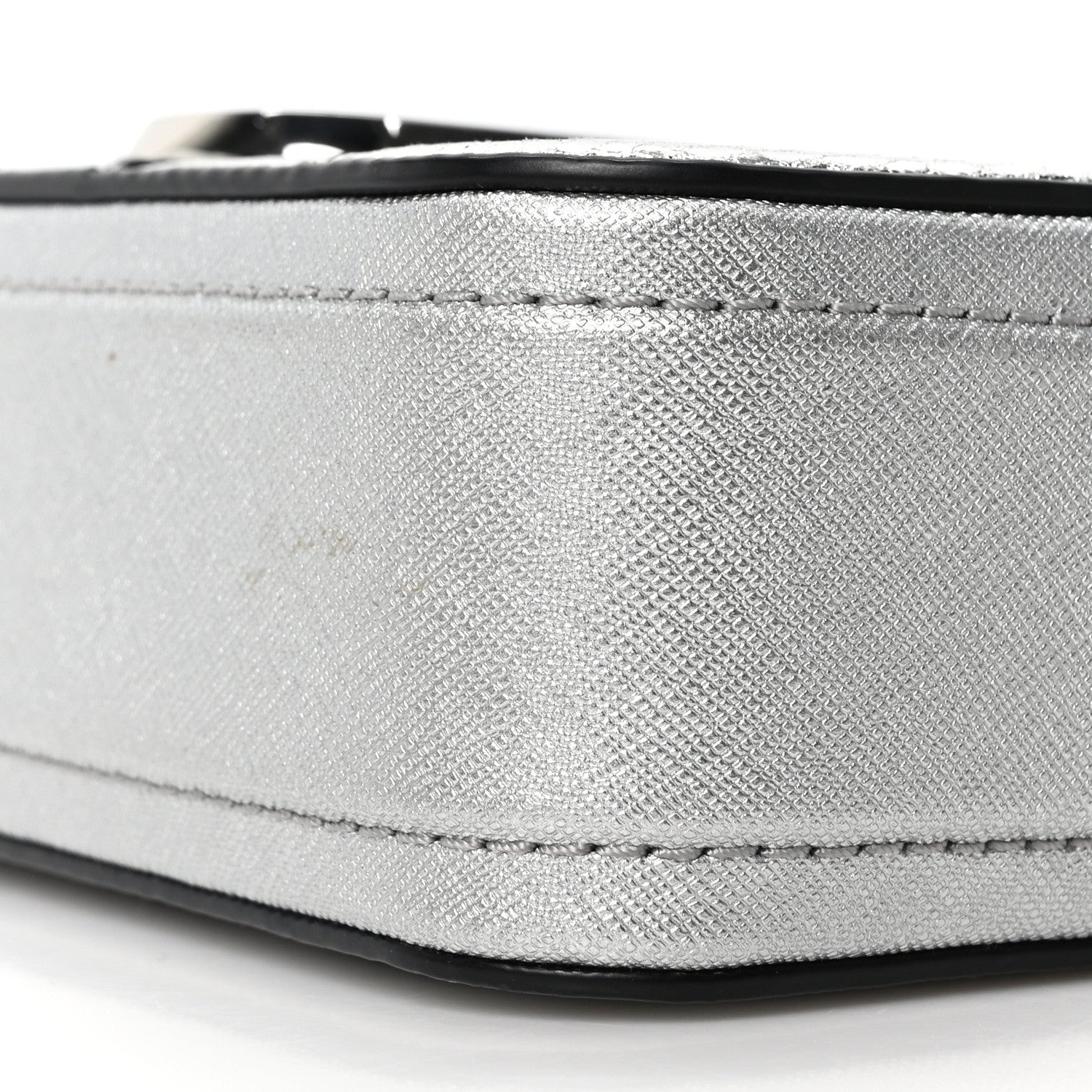 Marc Jacobs Metallic Sequin Snake Embossed Calfskin Stripe Snapshot Camera Bag Silver 10 of 10