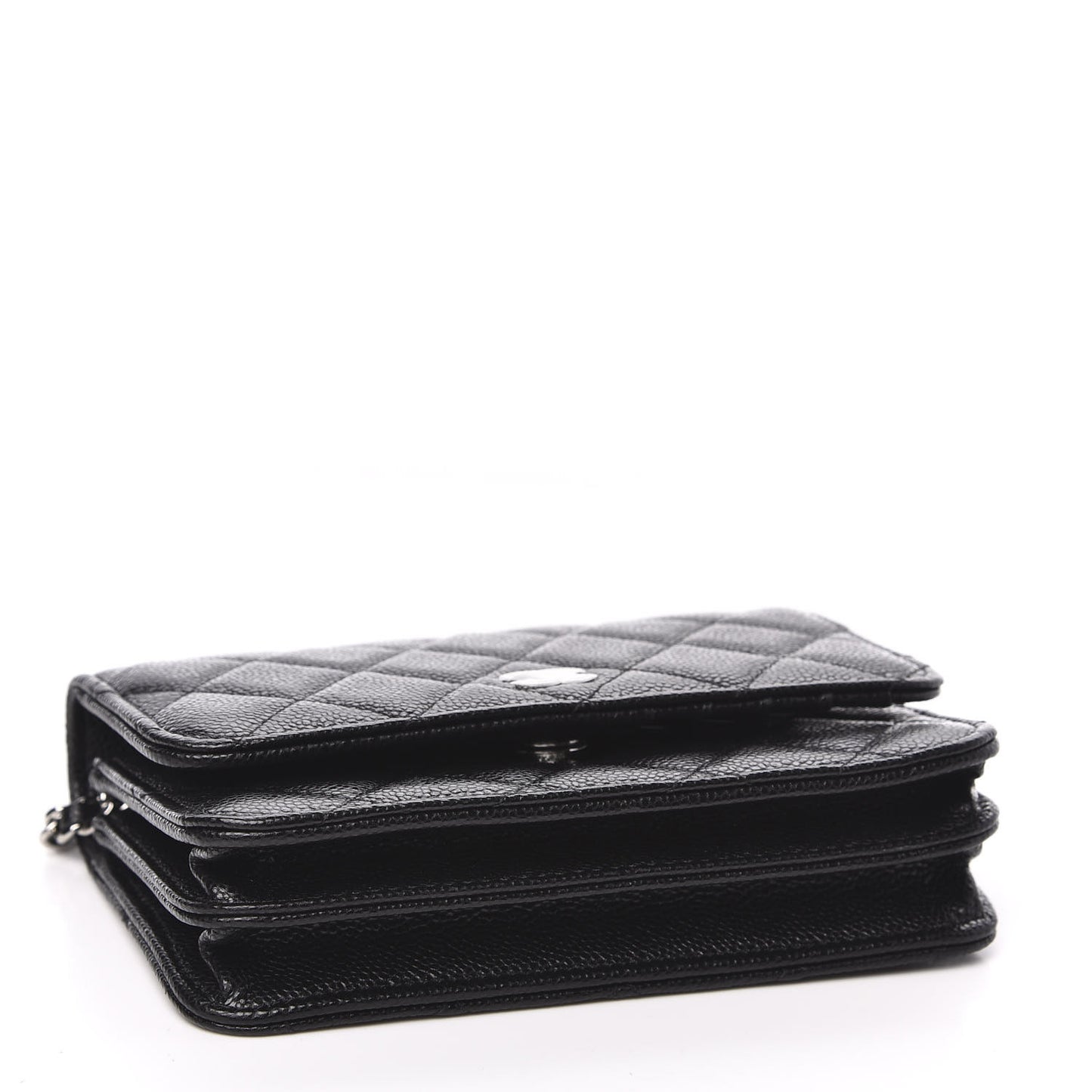 Caviar Quilted Mini Wallet On Chain WOC Black