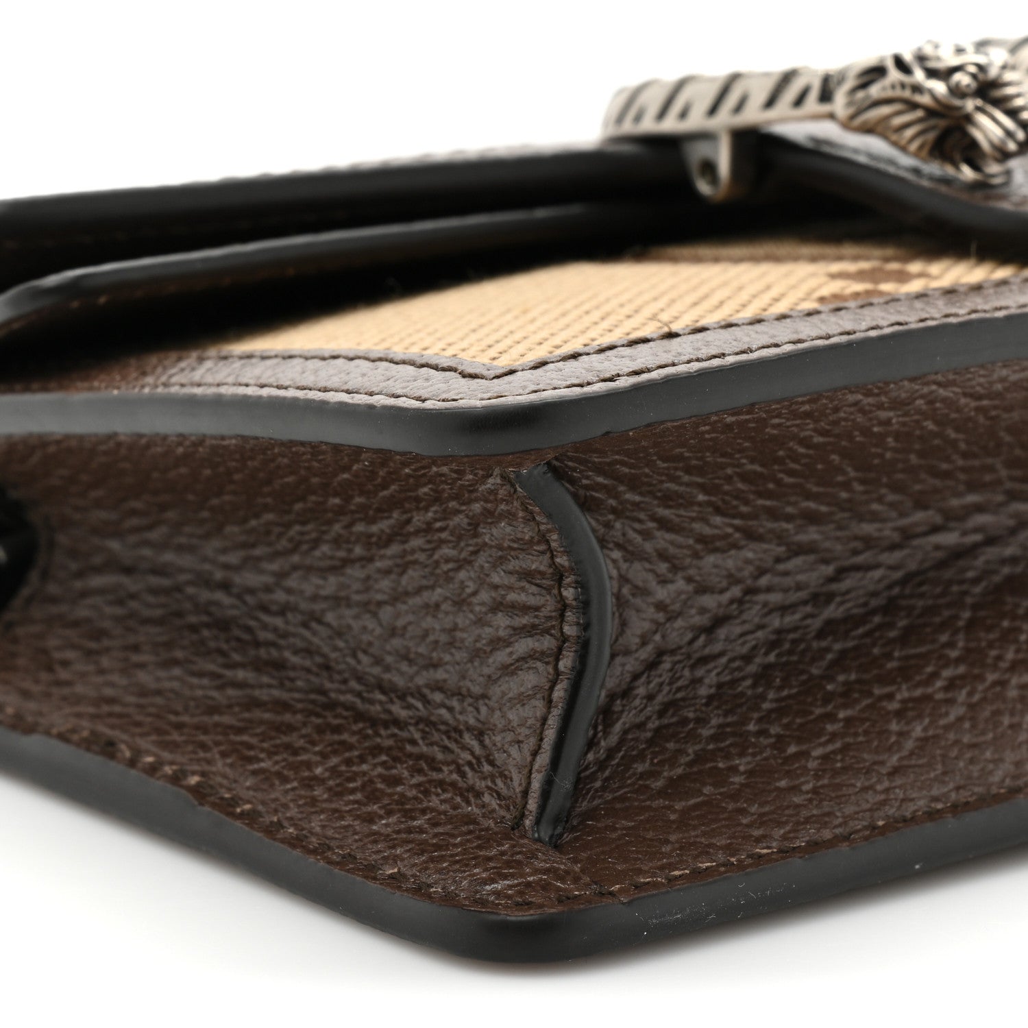 Gucci Monogram Jumbo GG Textured Dollar Calfskin Super Mini Dionysus Shoulder Bag Camel Ebony New Acero 9 of 10