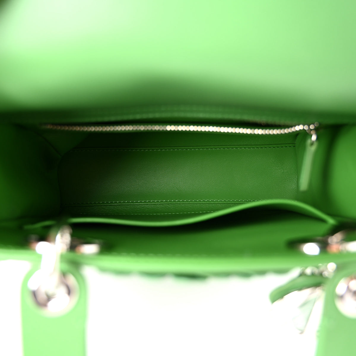 Lambskin Clover Allover Embroidered Mini Lady Dior Lucky Green