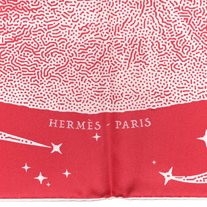 Hermes Silk Clair De Lune Double Face Scarf 90 Rose Vif White Rouge 4 of 10