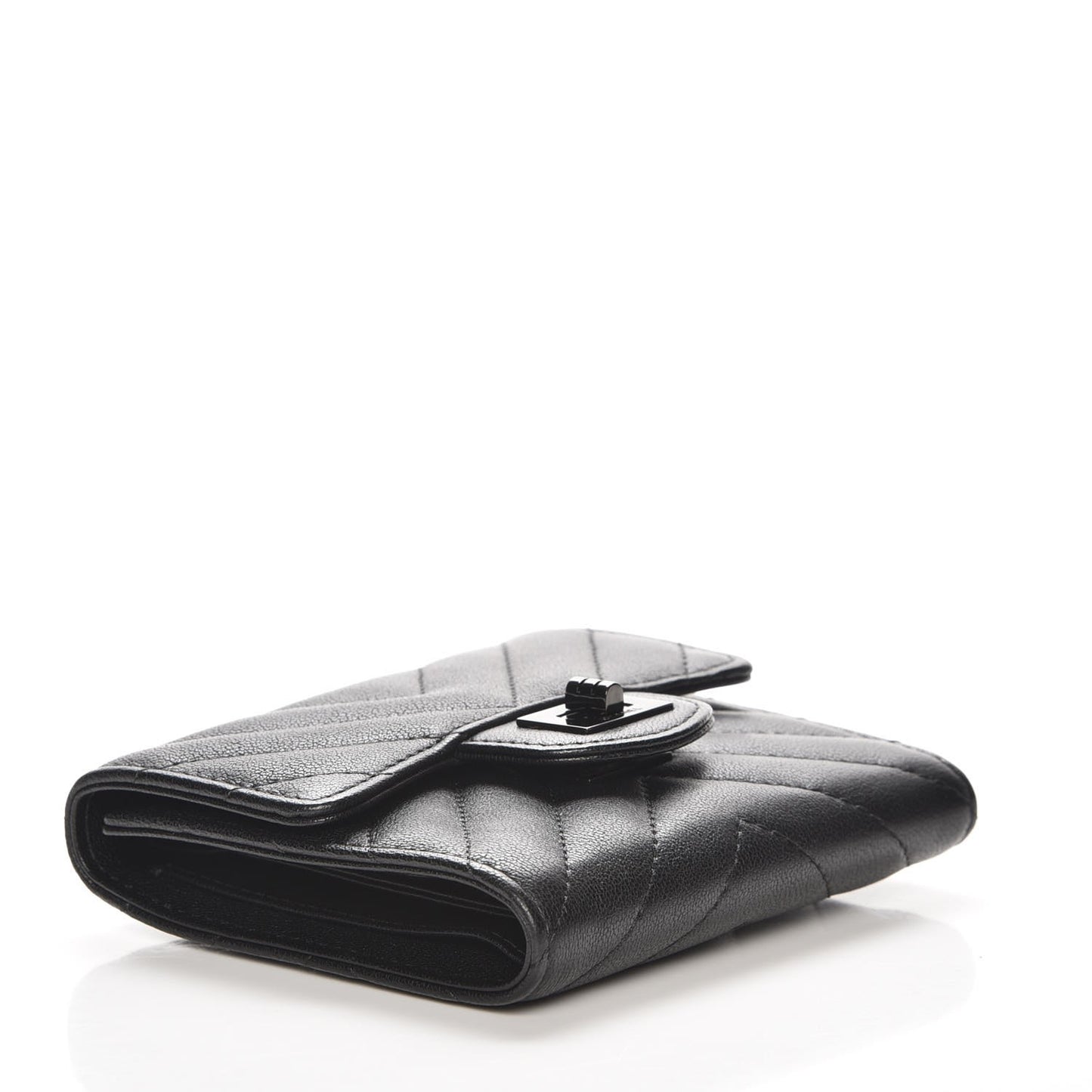 Sheepskin Chevron Quilted Reissue Compact Wallet So Black
