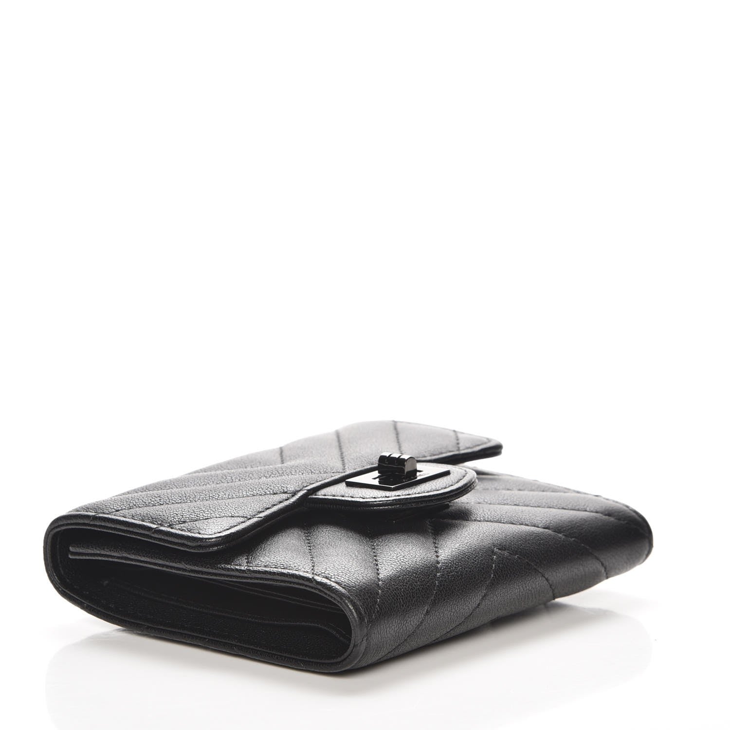 Chanel Sheepskin Chevron Quilted Reissue Compact Wallet So Black 4 of 10