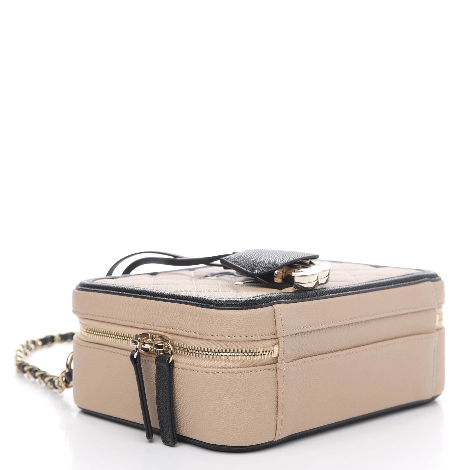 Chanel Caviar Quilted Medium CC Filigree Vanity Case Beige Black 4 of 10