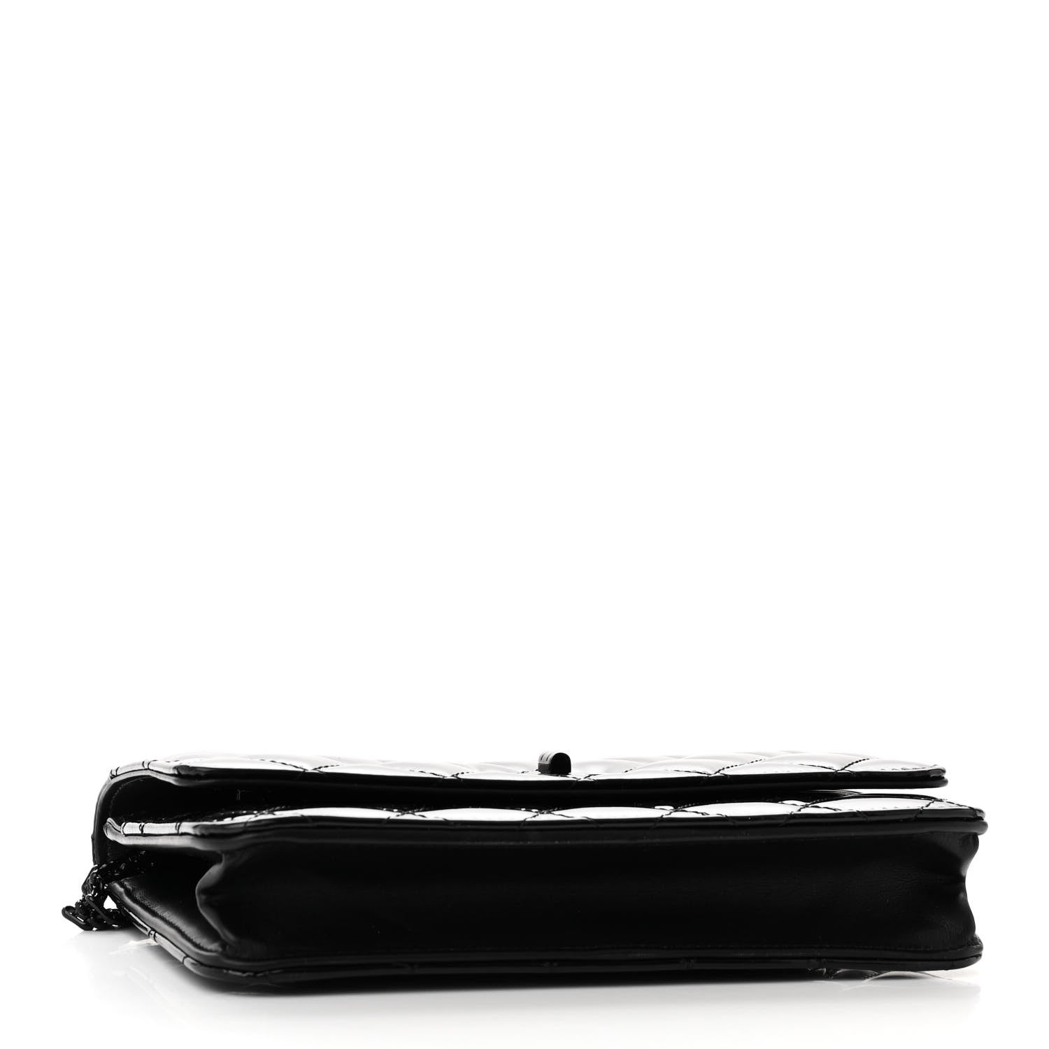 Chanel Patent Calfskin Quilted Reissue Wallet On Chain WOC So Black 4 of 11