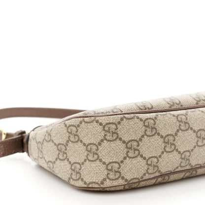 Gucci GG Supreme Monogram Textured Dollar Calfskin Small Ophidia Hobo Beige Ebony New Acero 10 of 11