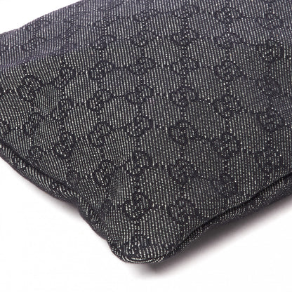 Gucci Denim Monogram Zip Top Pouch Black 5 of 7