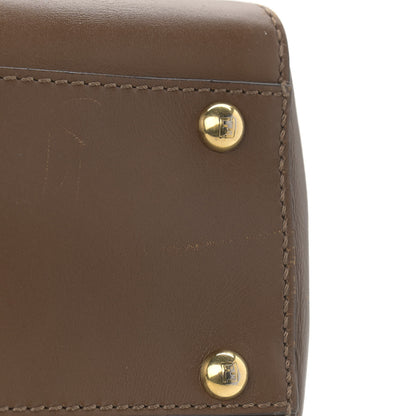 Fendi Vitello Morgan Fabric Jacquard Pequin Medium Peekaboo Iconic Satchel Foresta Tobacco Black 15 of 18