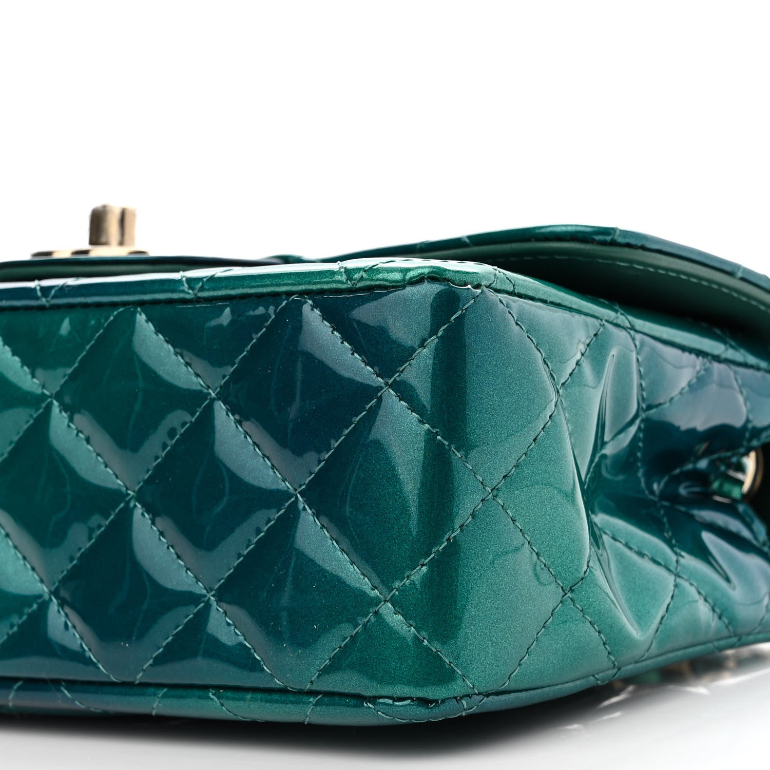 Chanel Shaded Patent Calfskin Quilted Mini Rectangular Flap Green Blue 10 of 11