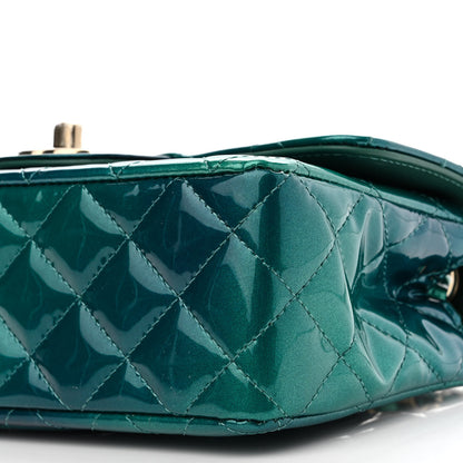 Chanel Shaded Patent Calfskin Quilted Mini Rectangular Flap Green Blue 10 of 11