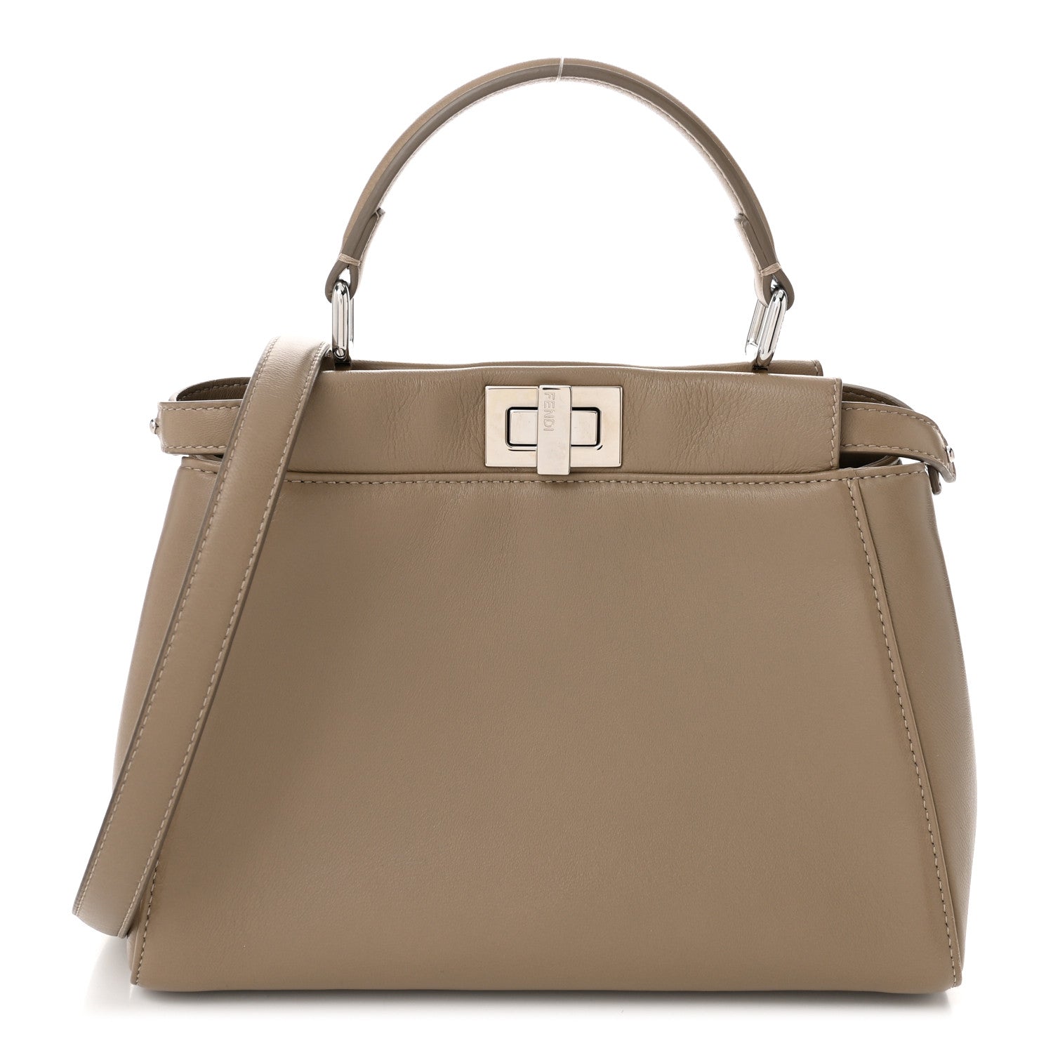 Fendi Nappa Mini Peekaboo Iconic Satchel Tortora 1 of 11