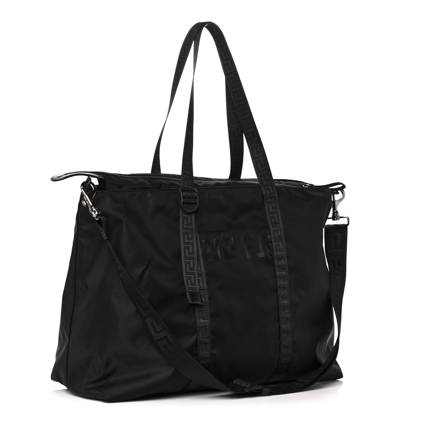 Nylon La Greca Logo Tote Black