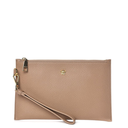 Versace Grained Calfskin Medusa Wrist Pouch Beige 1 of 7