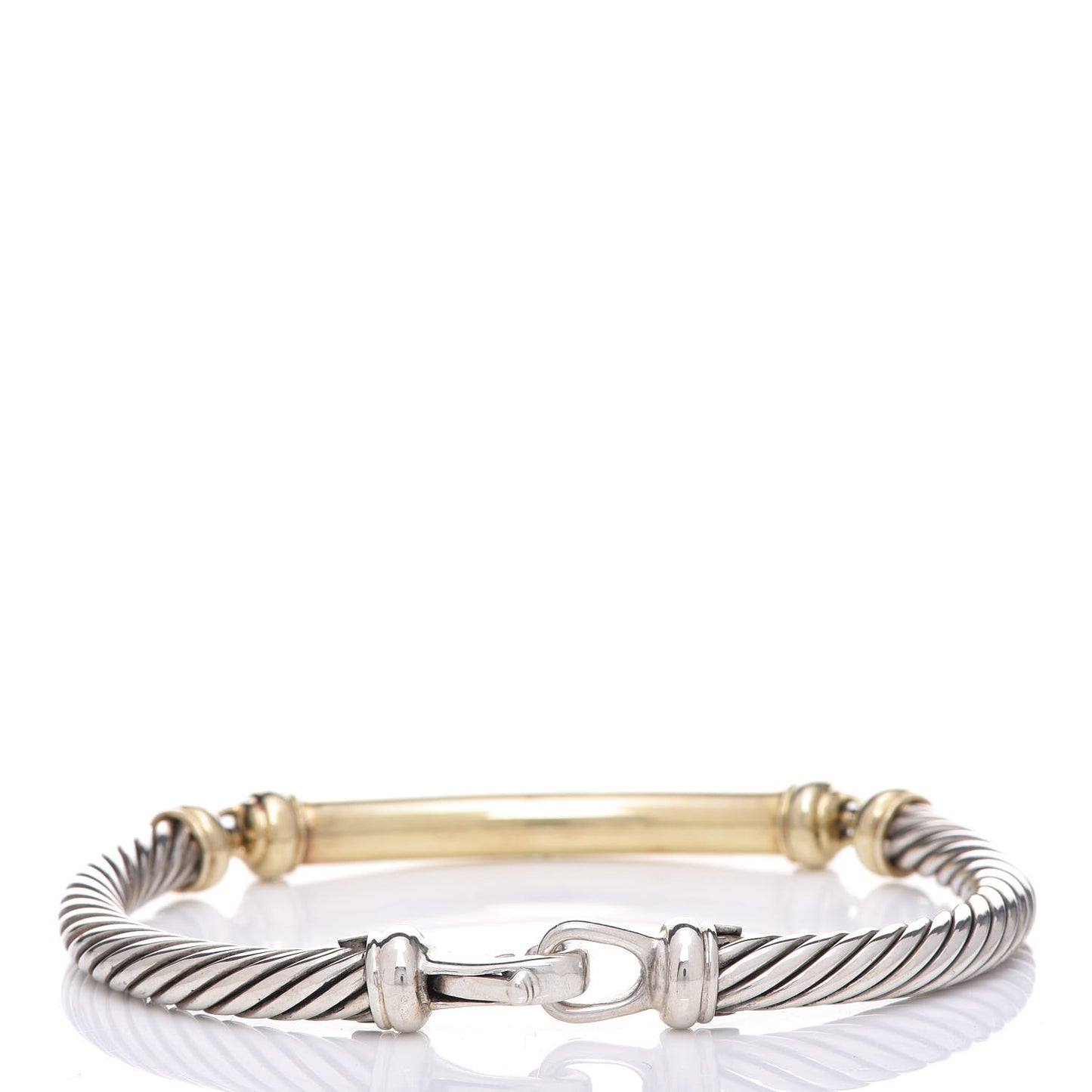 Sterling Silver 14K Yellow Gold Diamond 5mm Metro Cable Bracelet