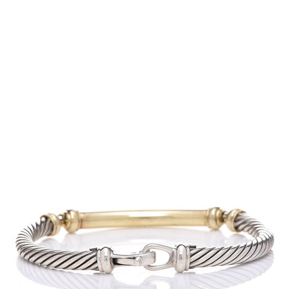 David Yurman Sterling Silver 14K Yellow Gold Diamond 5mm Metro Cable Bracelet 3 of 6