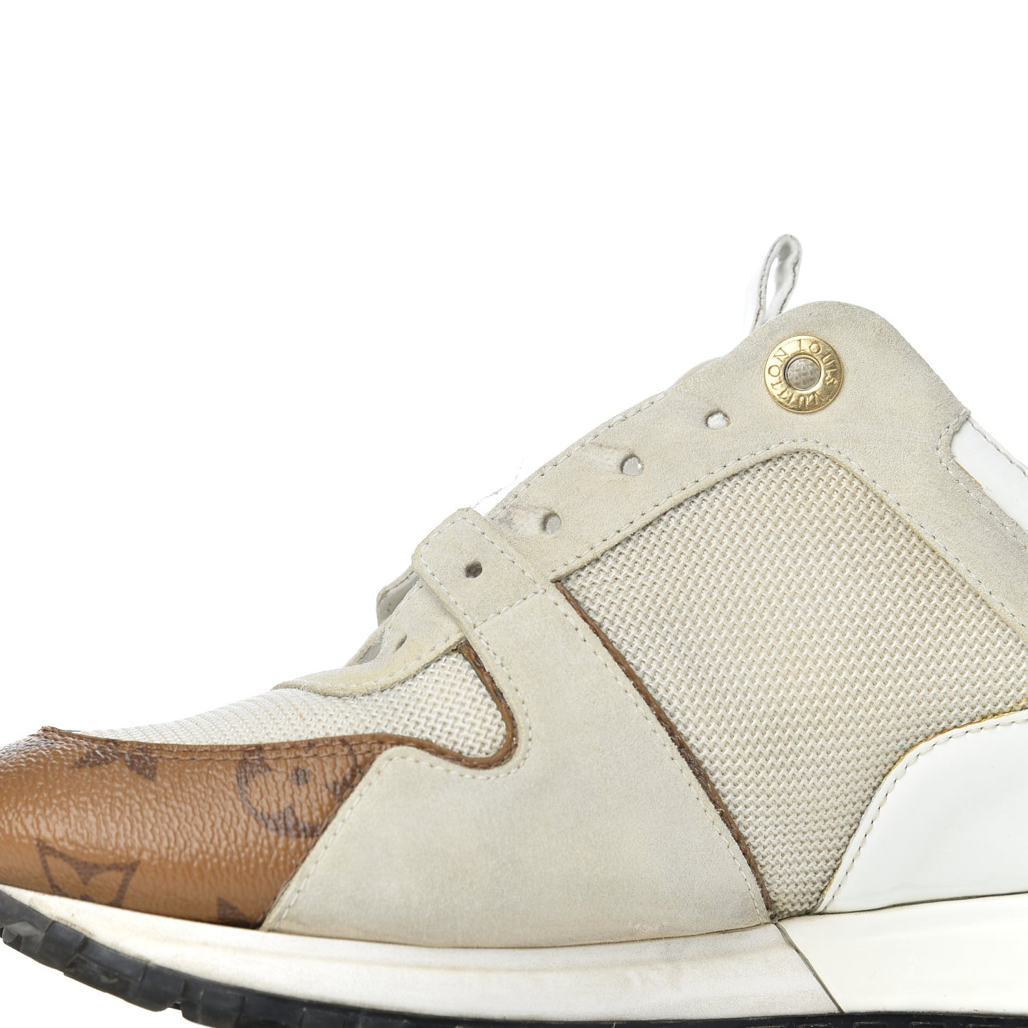 Suede Reverse Monogram Run Away Sneakers 37 White