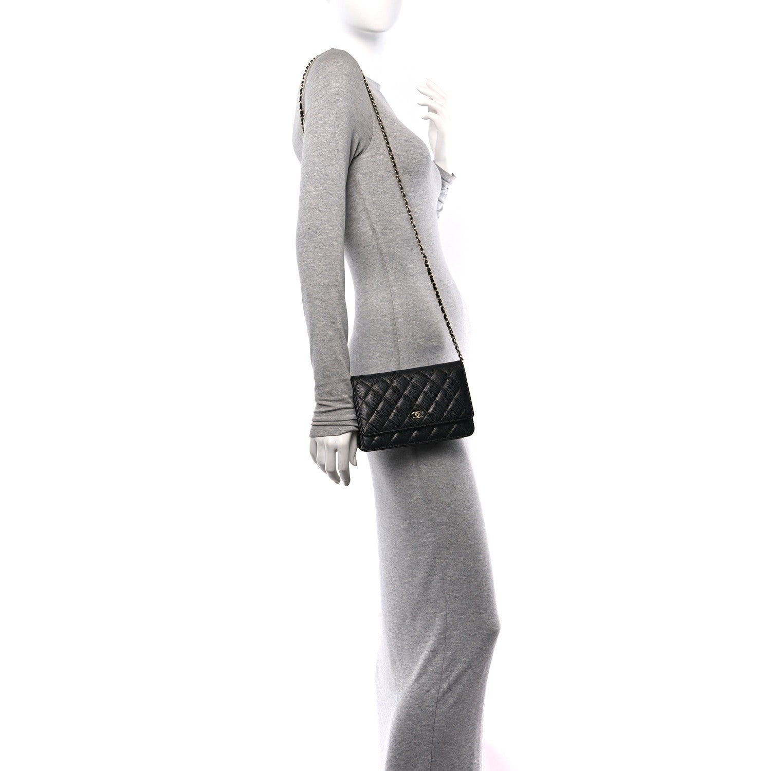 Chanel Caviar Quilted Wallet on Chain WOC Black 2 of 12