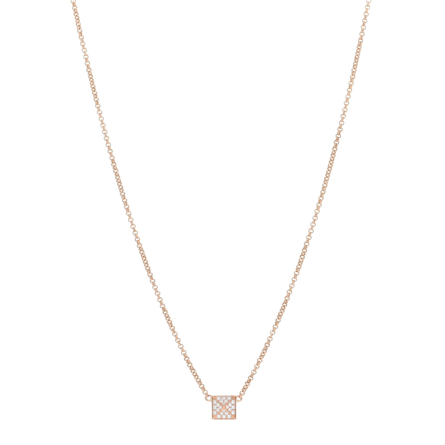 Hermes 18K Rose Gold Diamond Clou d'H Pendant Necklace 1 of 4