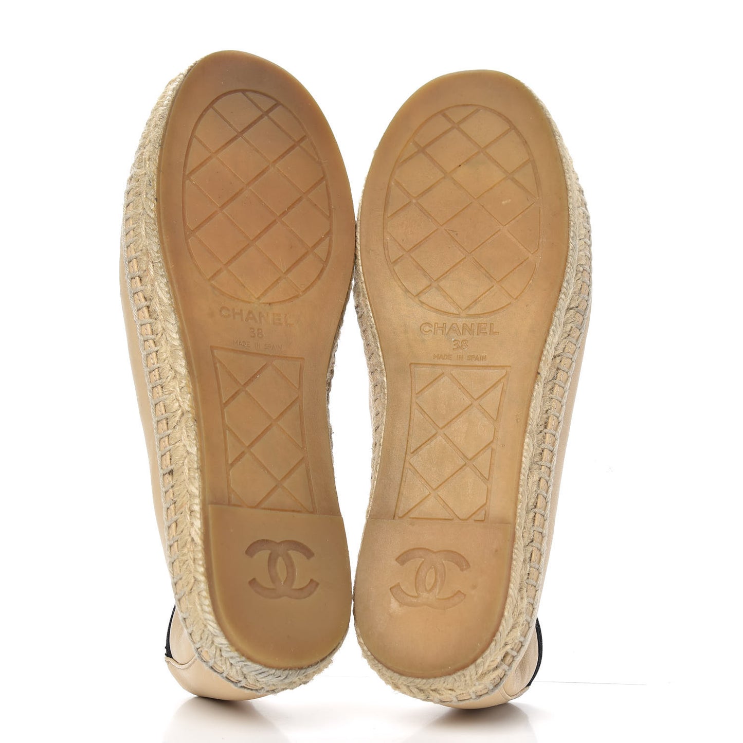 Lambskin Grosgrain CC Espadrilles 38 Beige Black