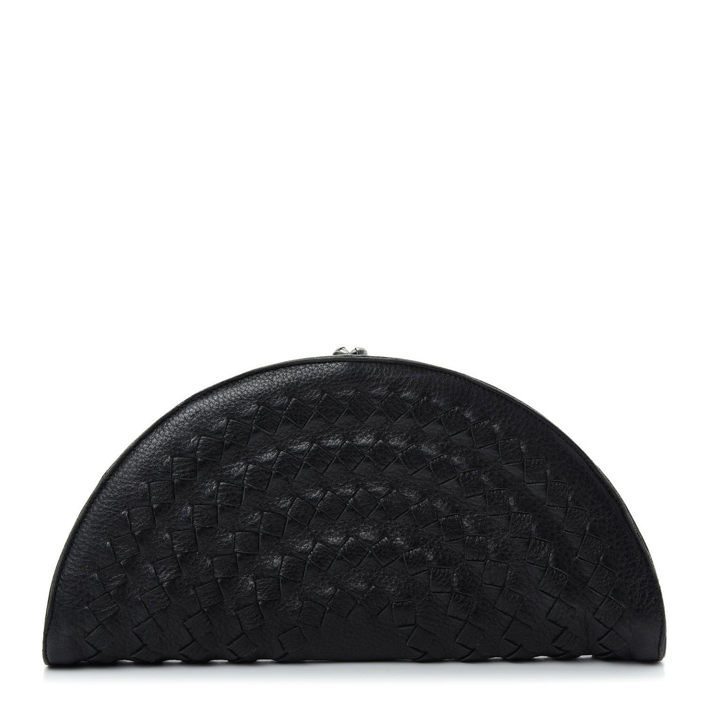 Cervo Deerskin Intrecciato Fan Clutch Black