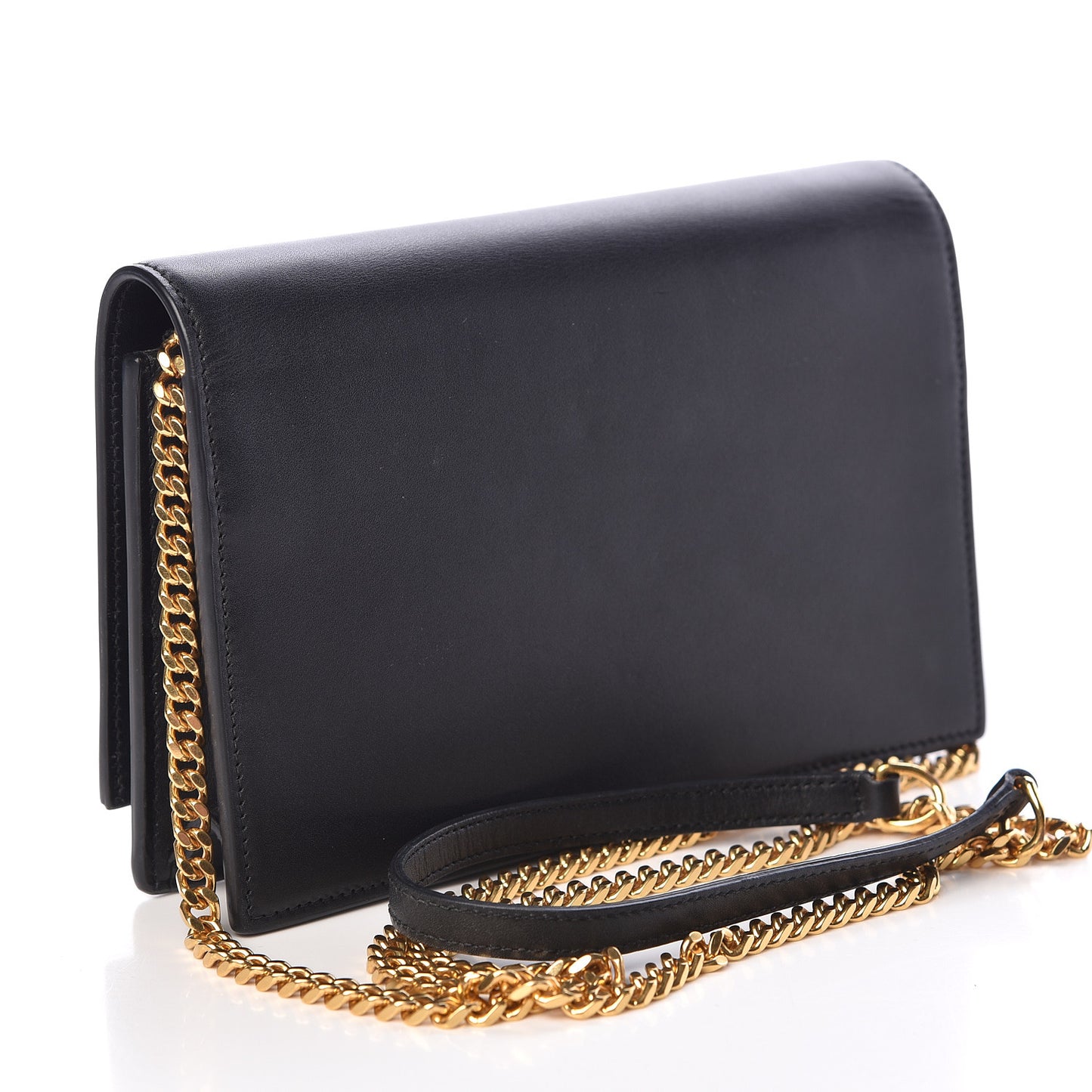 Smooth Calfskin Classic Monogram Kate Tassel Chain Wallet Black