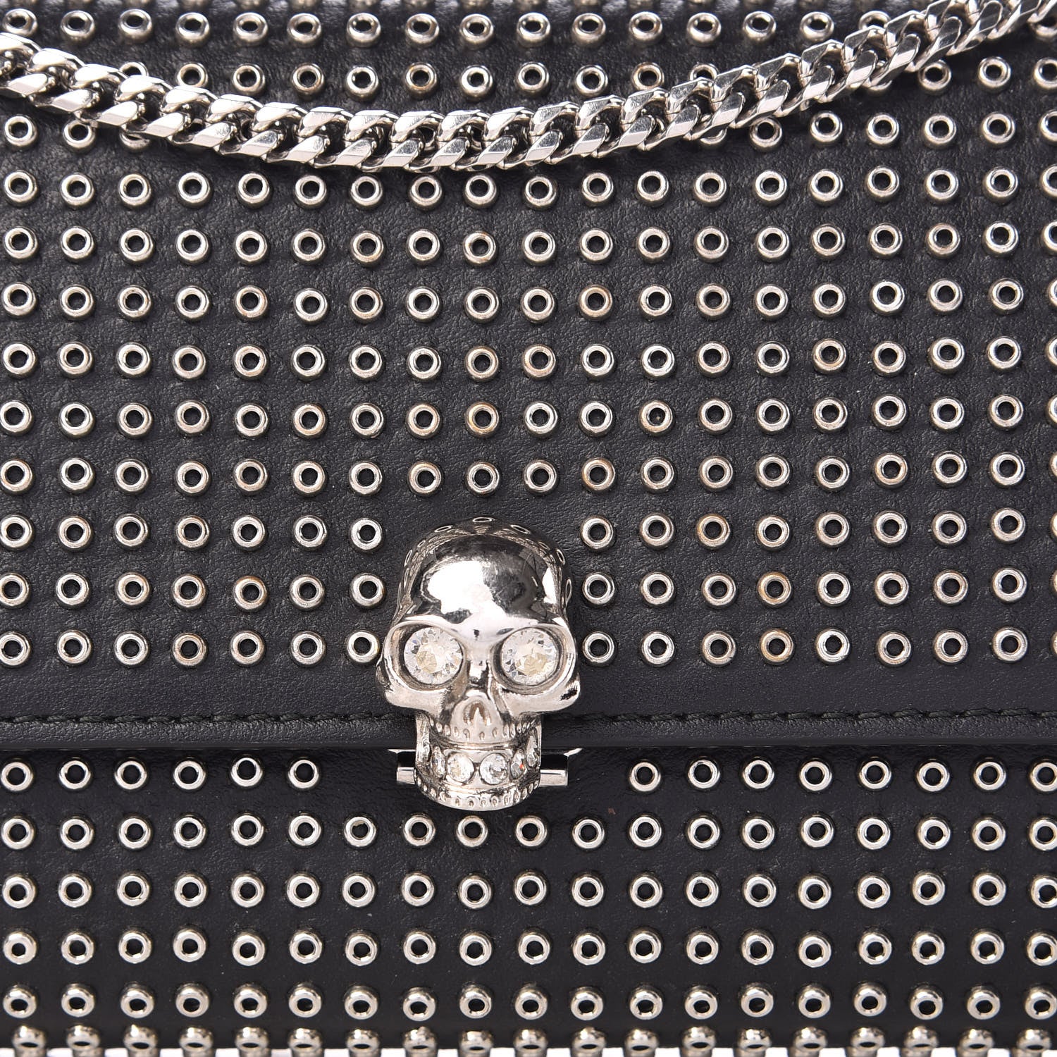 Alexander McQueen Calfskin Studded Skull Wallet on Chain Black 9 of 11