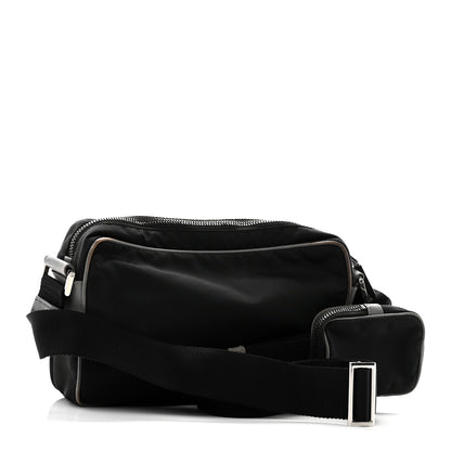 Prada Tessuto Nylon Saffiano Pocket Single Snap Buckle Messenger Flap Bag Black Bleuette Marmo 3 of 9