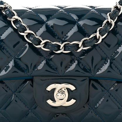 Chanel Patent Calfskin Quilted Mini Rectangular Flap Navy Blue 8 of 12