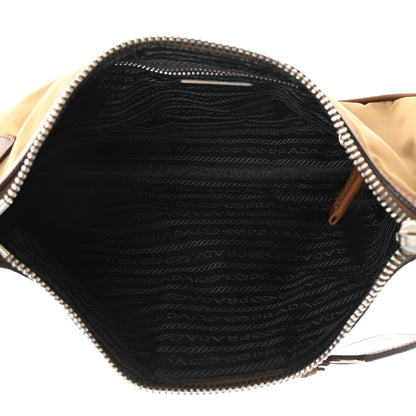 Prada Tessuto Nylon Striped Shoulder Bag Brown Beige 7 of 11