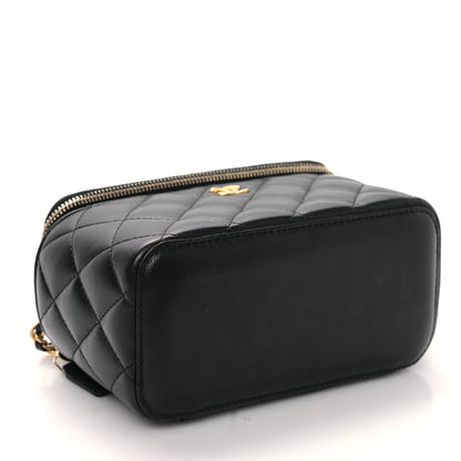 Chanel Lambskin Quilted Pearl Crush Small Vanity Case With Chain Black 4 of 9