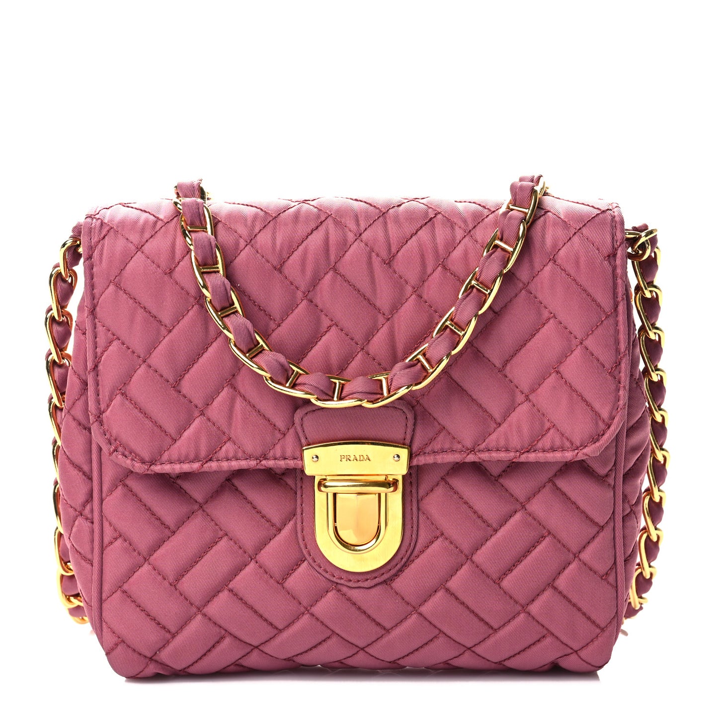 Nylon Tessuto Impunture Quilted Flap Pink