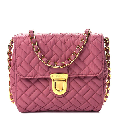 Prada Nylon Tessuto Impunture Quilted Flap Pink 1 of 8