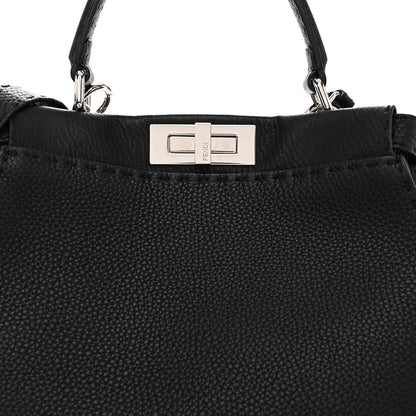Fendi Cuoio Romano Alcantara Selleria Medium Peekaboo Iconic Satchel Black Mou Fallad 8 of 10