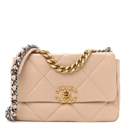 Chanel Lambskin Quilted Medium Chanel 19 Flap Beige 1 of 11