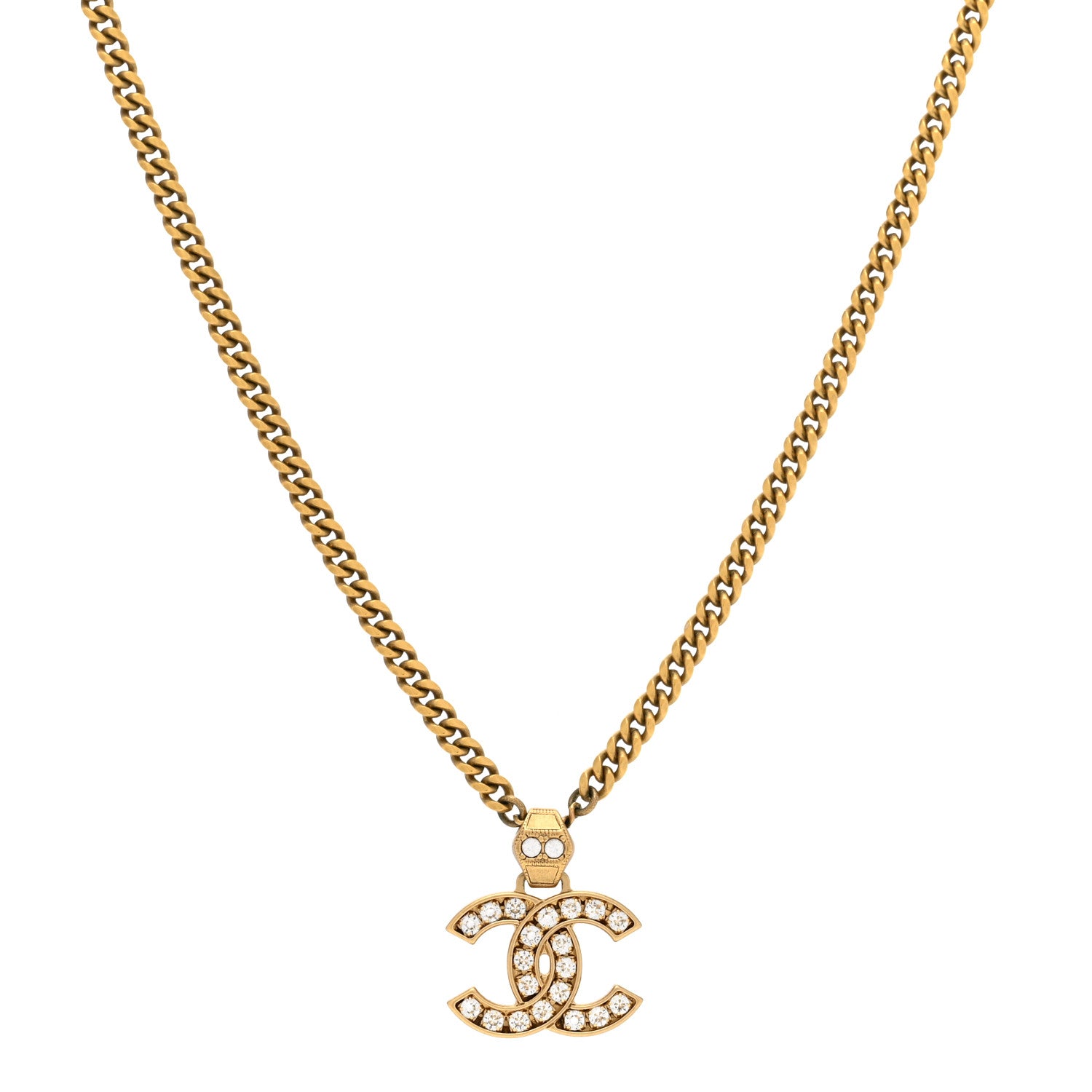 Chanel Crystal CC Necklace Gold 1 of 6
