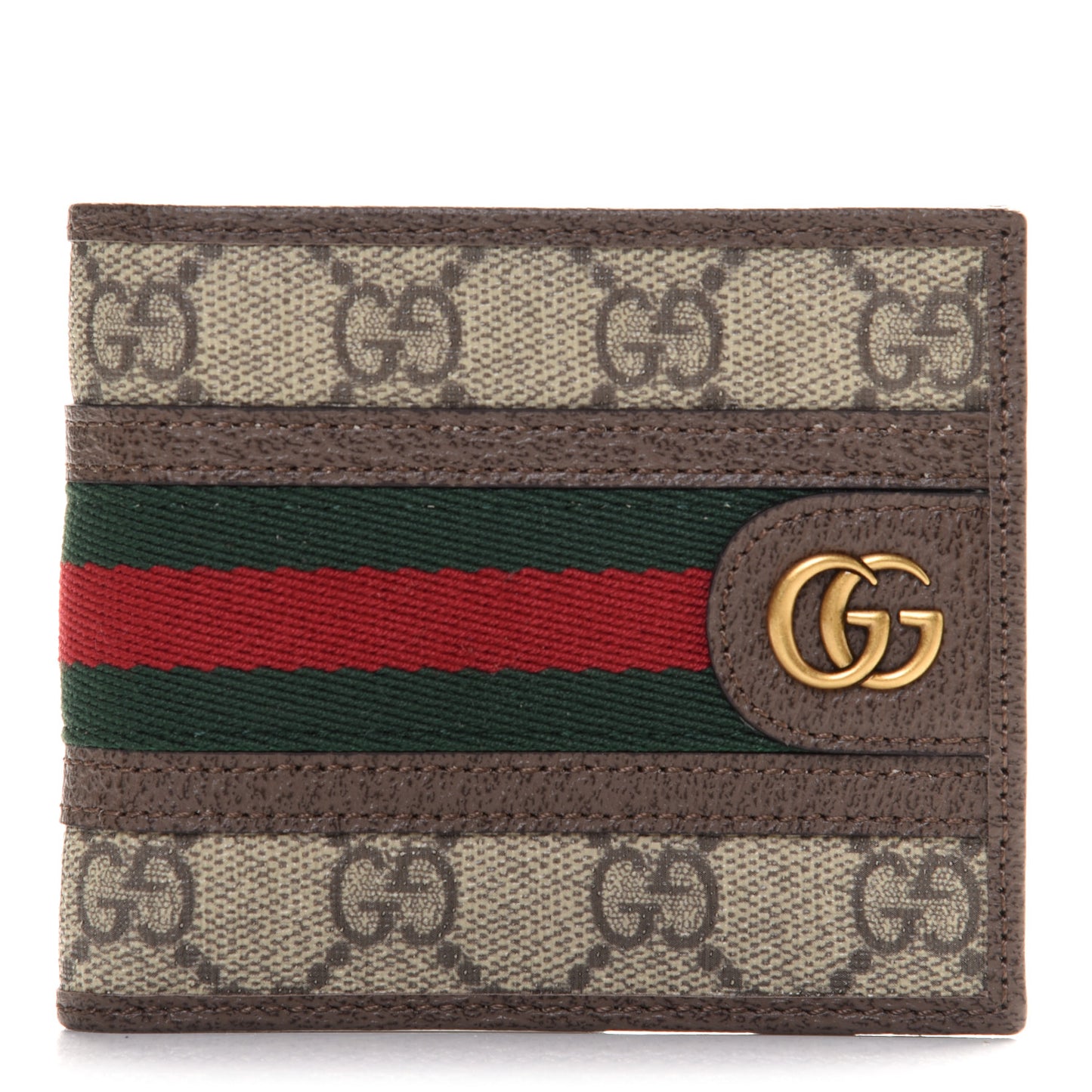 GG Supreme Monogram Web Mens Ophidia Bi-Fold Wallet Beige New Acero